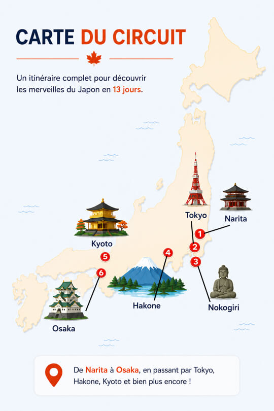 Japon en petit Groupe automne 2026 - Carte