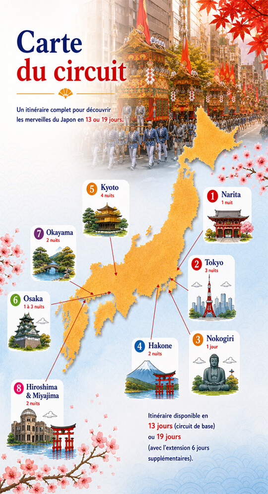 Japon en petit Groupe Été 2027 - Carte
