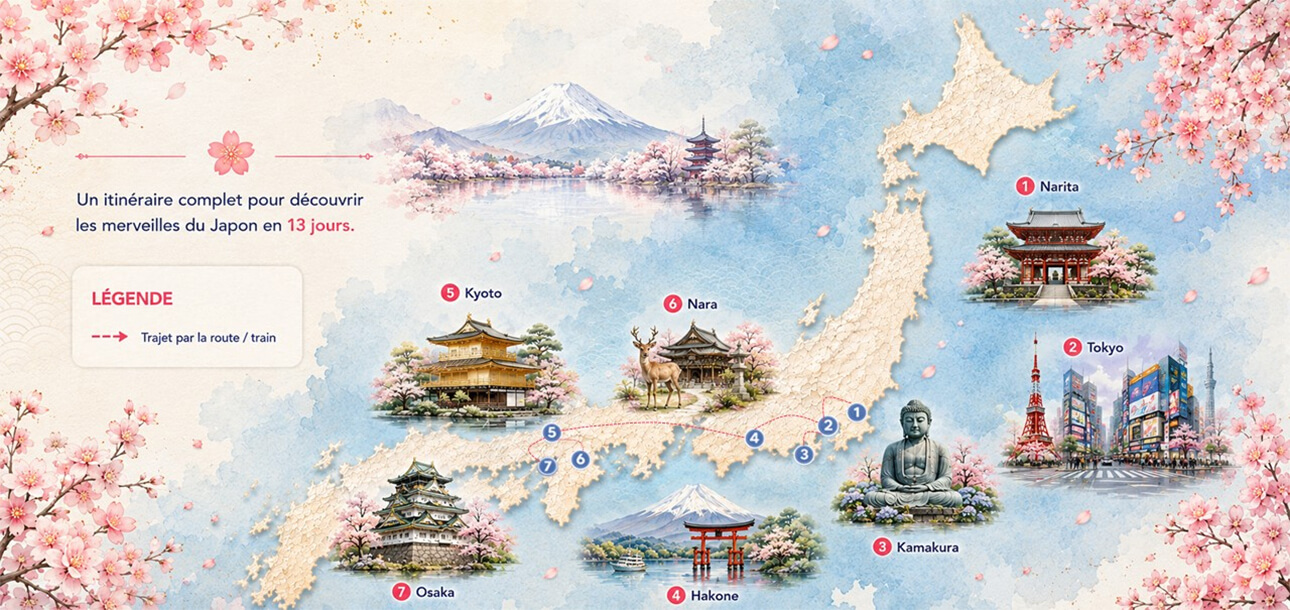 Japon en petit Groupe printemps 2027 - Carte